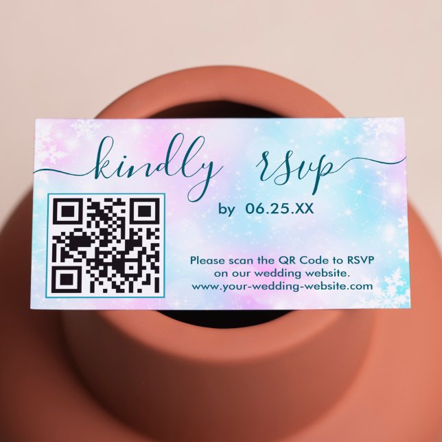 Winter Elegant Wedding RSVP Online With QR Code Enclosure Card (Creator Uploaded)