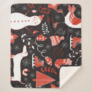 Winter Elements: Cute Hand Drawn. Sherpa Blanket