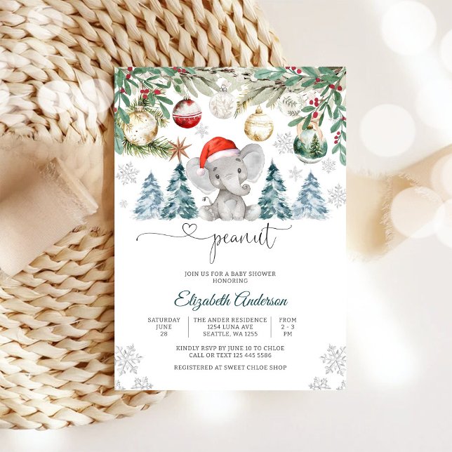 Winter Elephant Baby Shower Invitation (Creator Uploaded)