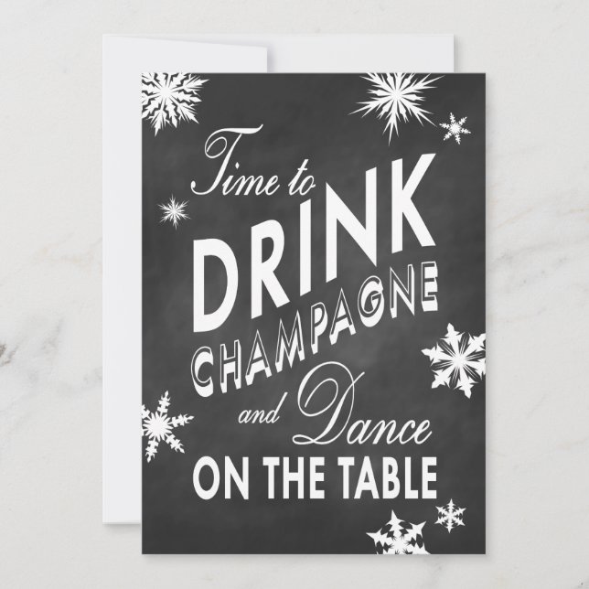 Winter Engagement Party Time to Drink Champagne Invitation (Front)