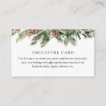 Winter Evergreen and Pinecone Custom Enclosure Card<br><div class="desc">Customize this enclosure card for your needs! Great for details,  hotel accommodations,  registry info,  etc. Featuring watercolor winter evergreen greenery and pinecones.</div>