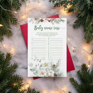 Winter evergreen baby name race baby shower game