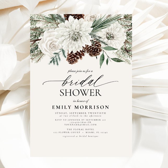 Winter Evergreen Elegant Bridal shower Invitation (Creator Uploaded)