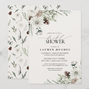 Winter Evergreen Elegant Bridal shower invitation