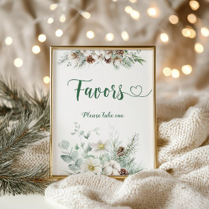Winter evergreen elegant favours take a treat poster