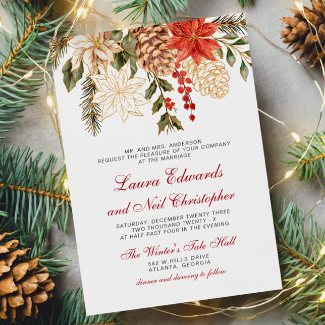 Winter Evergreen Flowers Wedding Invitation (Creator Uploaded)