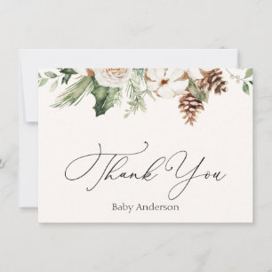 Winter Evergreen Greenery Thank You Note Card