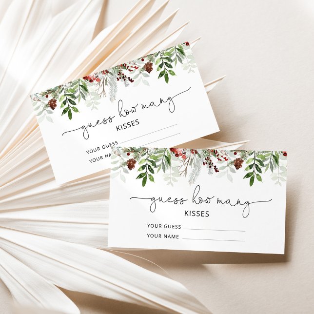 Winter evergreen guess how many kisses bridal enclosure card (Creator Uploaded)