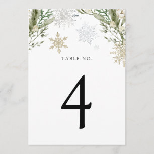 Winter Evergreen Snowflake Table Number