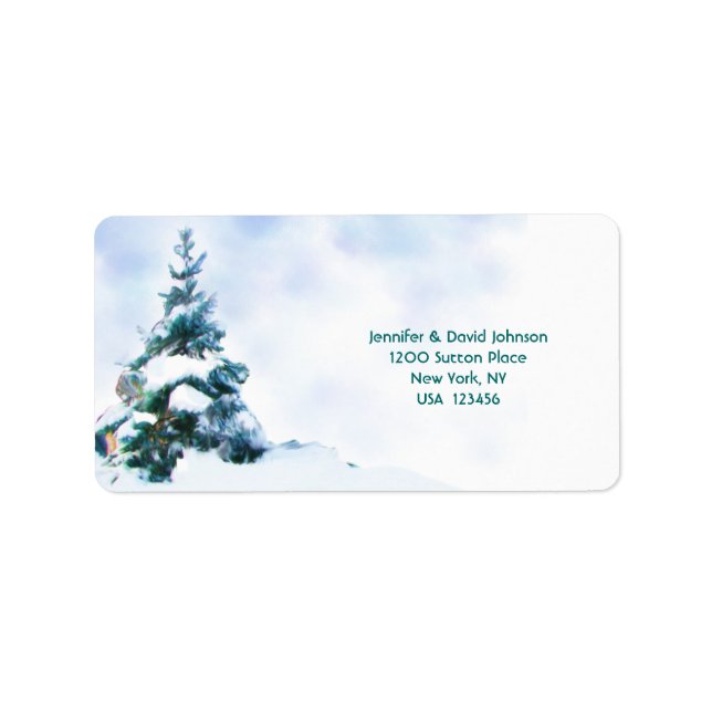 Winter Evergreen Wedding Address Label (Front)
