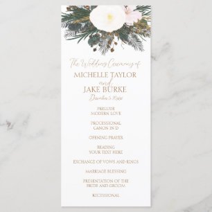 Winter Evergreen Wedding Ceremony Program