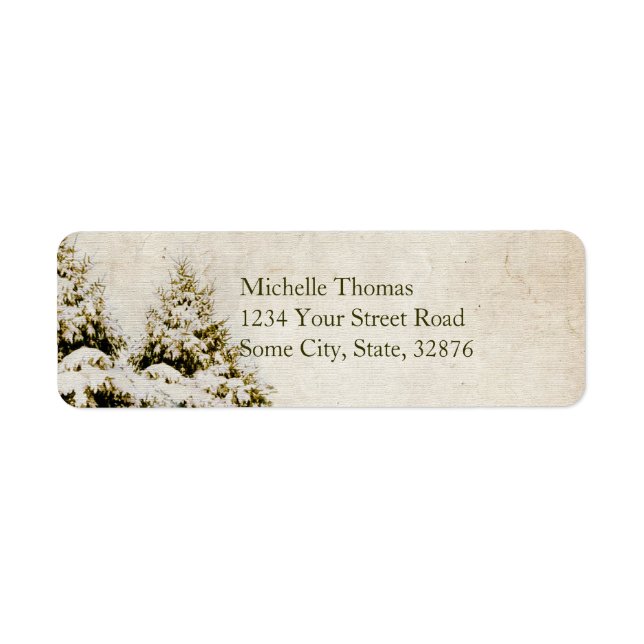 Winter Evergreens Vintage Address Label (Front)