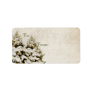 Winter Evergreens Vintage Christmas Gift Tag