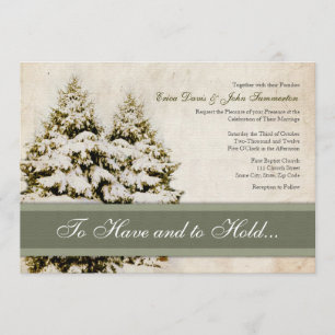 Winter Evergreens Vintage Wedding Invitations