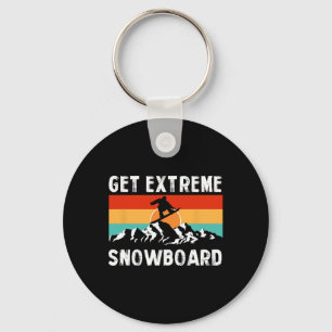 Winter Extreme Sports Mountains Snowboarding Frees Keychain