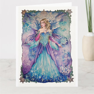 Winter fairy queen greeting card