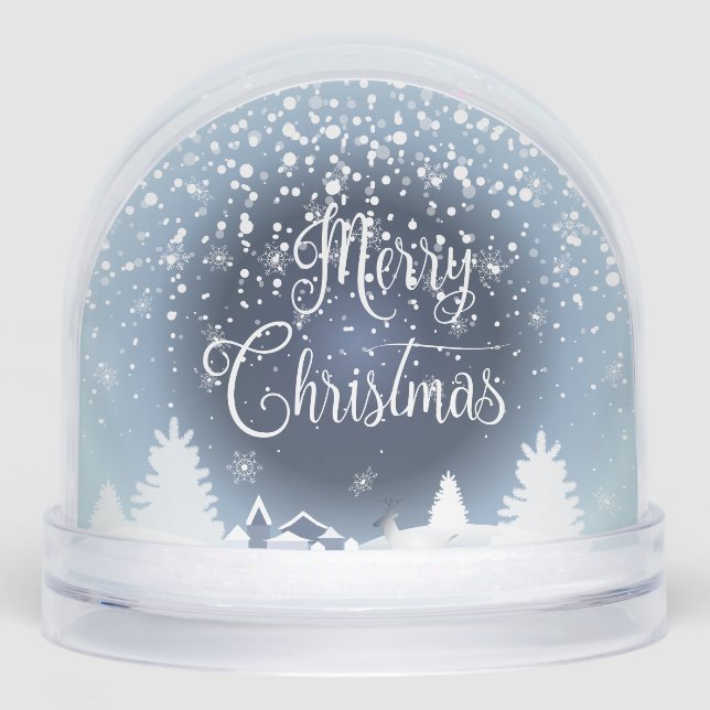 Winter Fairy Tale Night Fantasy Snowy Forest Snowglobe (Front)