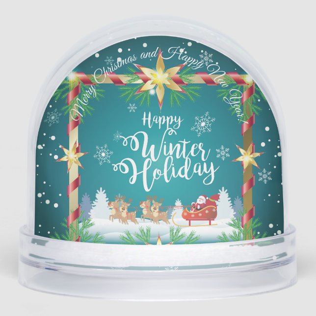 Winter Fairy Tale Santa Fantasy Snowy Forest Snowglobe (Front)