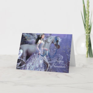 winter fairy with horse holiday card