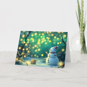 Winter Fairylights Snowman Card