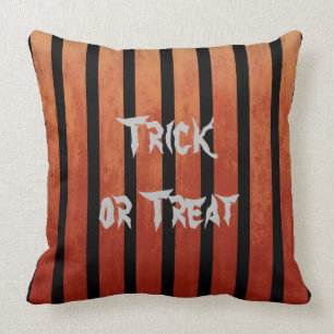 Winter Fall Black and Orange Stripes Throw Pillow