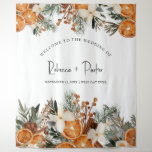 Winter fall wedding Backdrop Photo booth Tapestry<br><div class="desc">Citrus oranges cinnamon WEDDING backdrop photo booth,  personalized with your names and date. Easy to change for any party.</div>