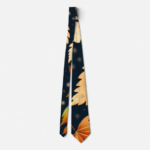 Winter falling leaves snowflakes Retro Pattern Tie