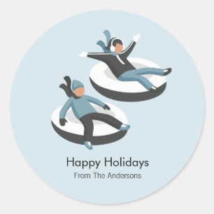 Winter Family Fun Christmas Holiday Classic Round Sticker