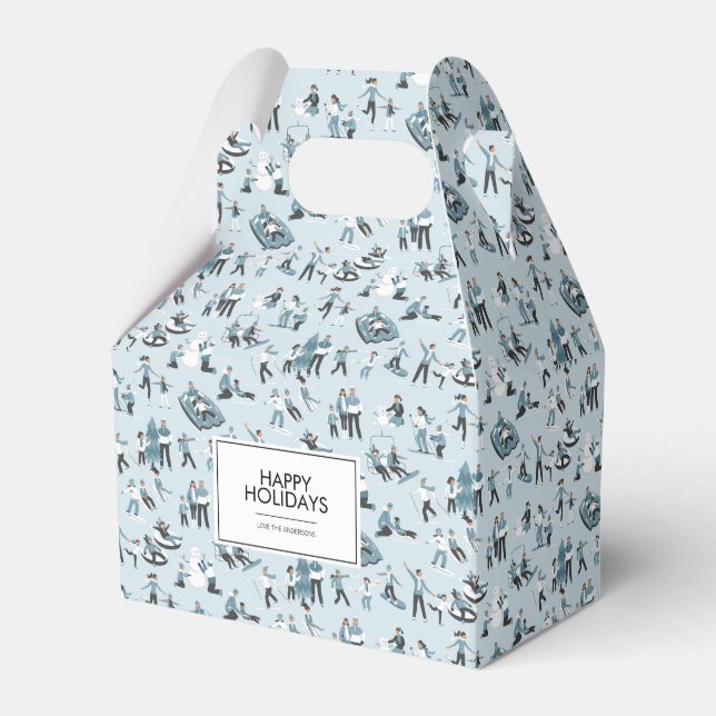 Winter Family Fun Christmas Holiday Favor Box (Front Side)