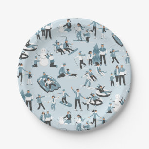 Winter Family Fun Christmas Holiday Paper Plate