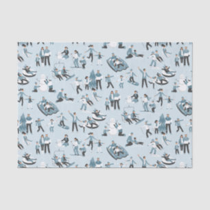 Winter Family Fun Christmas Holiday Pattern Tissue Paper