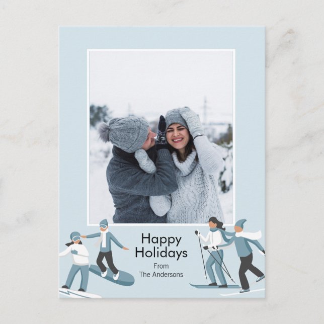Winter Family Fun Christmas Photo Holiday Postcard (Front)