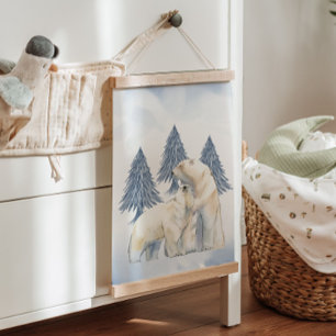 Winter Family Polar Bear Arctic Nursery Wall Decor Hanging Tapestry
