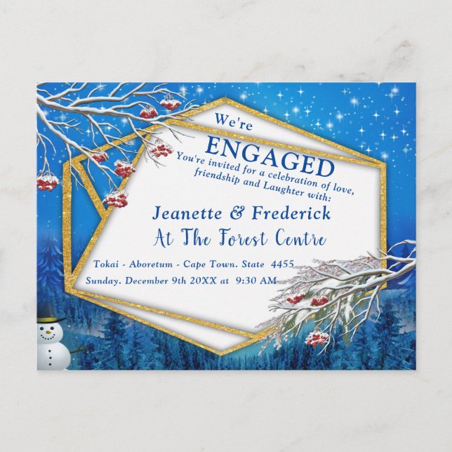 Winter Fantasy Engagement Invitation Postcard (Front)