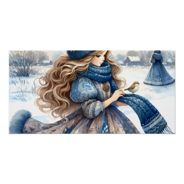 Winter Fantasy Princess in a Snowy Fairytale Lands Poster (Front)