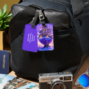 Winter Fantasy Snowy Tree Village Landscape Luggage Tag