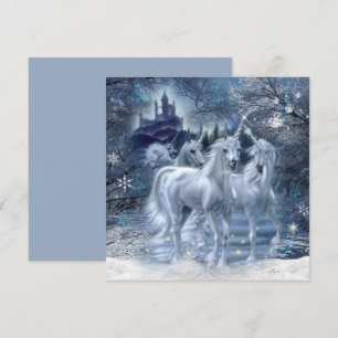 Winter Fantasy Unicorns In The Snow Flat Card