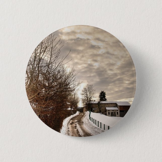 Winter Farm 2 Inch Round Button (Front)