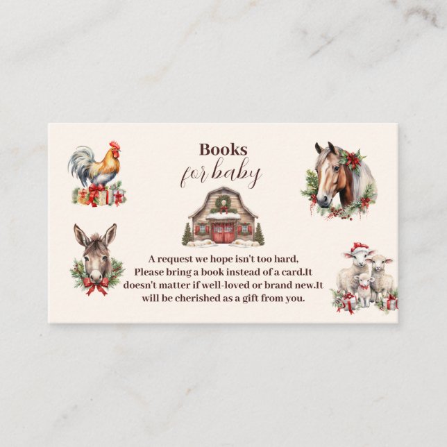 Winter Farm Animals Christmas Books for Baby  Enclosure Card (Front)