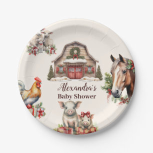 Winter Farm Animals Christmas Paper Plate