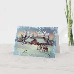 WINTER FARM by SHARON SHARPE Holiday Card