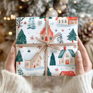 Winter Farm Christmas Wrapping Paper - Rustic