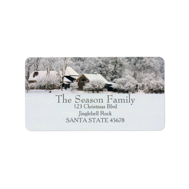 Winter farm Holiday Address Label (Front)