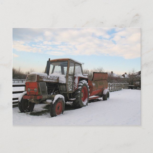 Winter farm in snow postcard (Front)