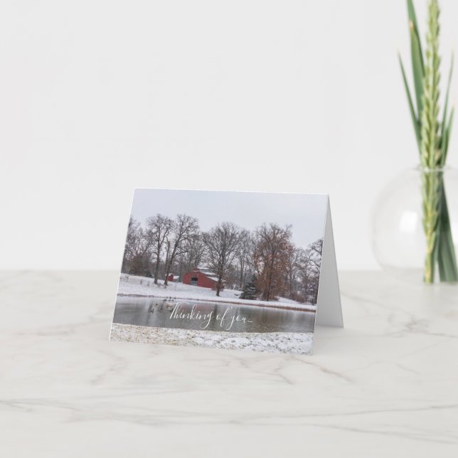 Winter Farm Pano Thinking Of You Card (Front)