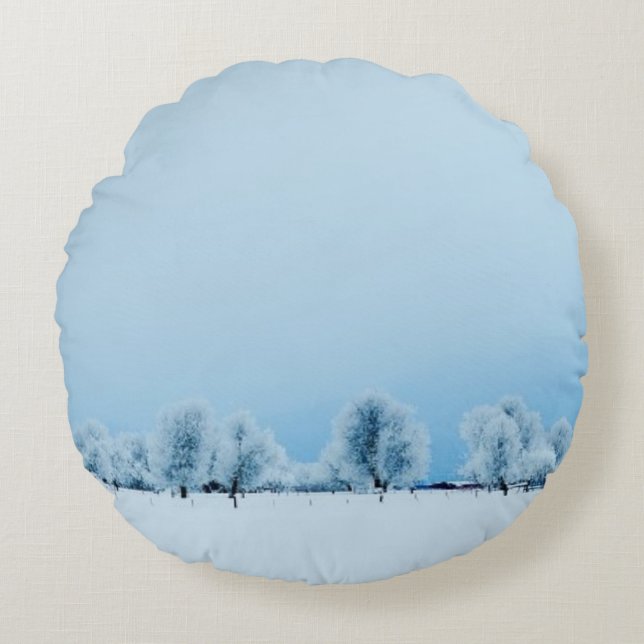 Winter Farm Round Pillow (Front)