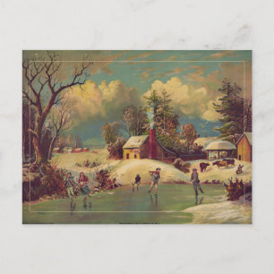 Winter Farm Scene Postcard
