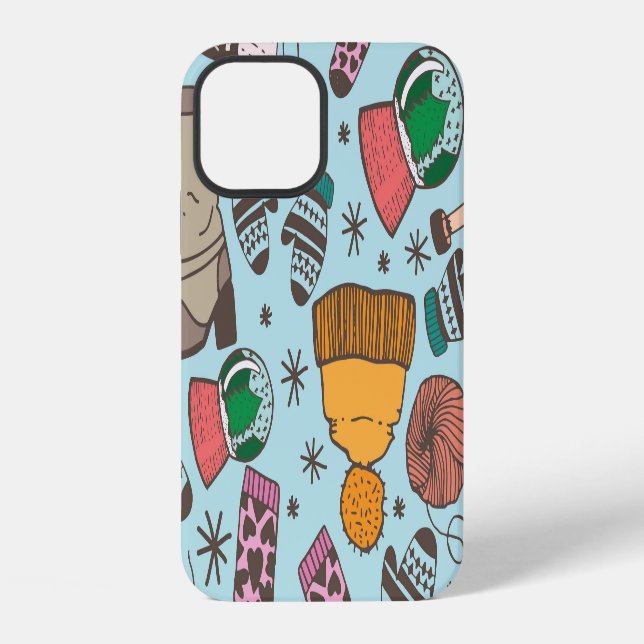 Winter Fashion Doodle Sketch Pattern iPhone Case (Back)