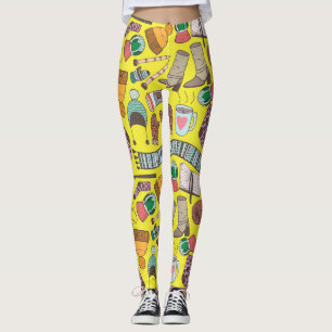 Winter Fashion: Doodle Sketch Pattern. Leggings