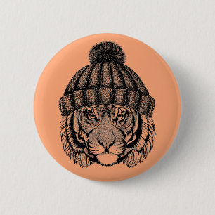 Winter Fashion Ready Tiger 2 Inch Round Button